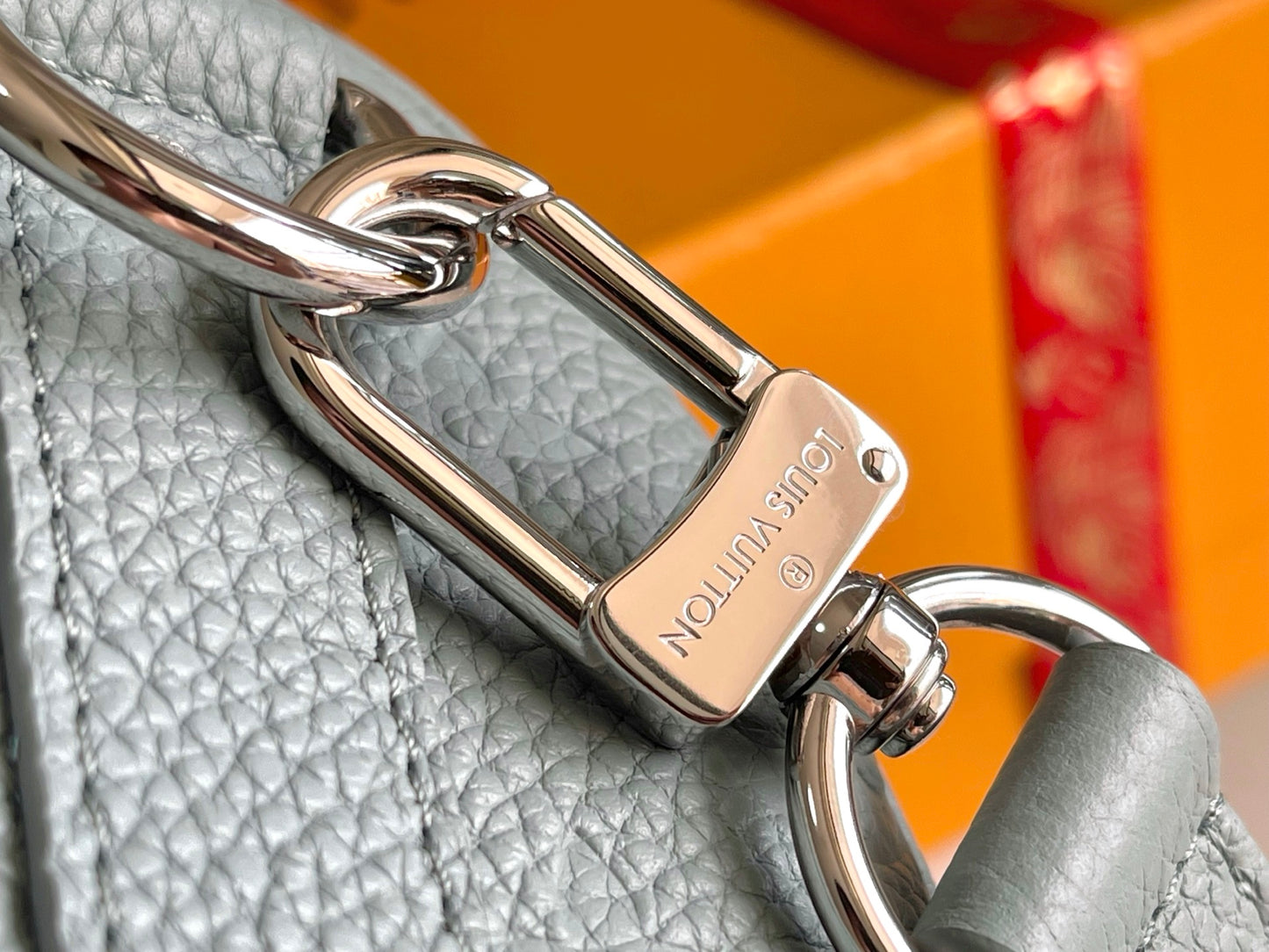 Gorgeous Light Blue Louis Vuitton Speedy Bandoulière Embossed Leather Handbag