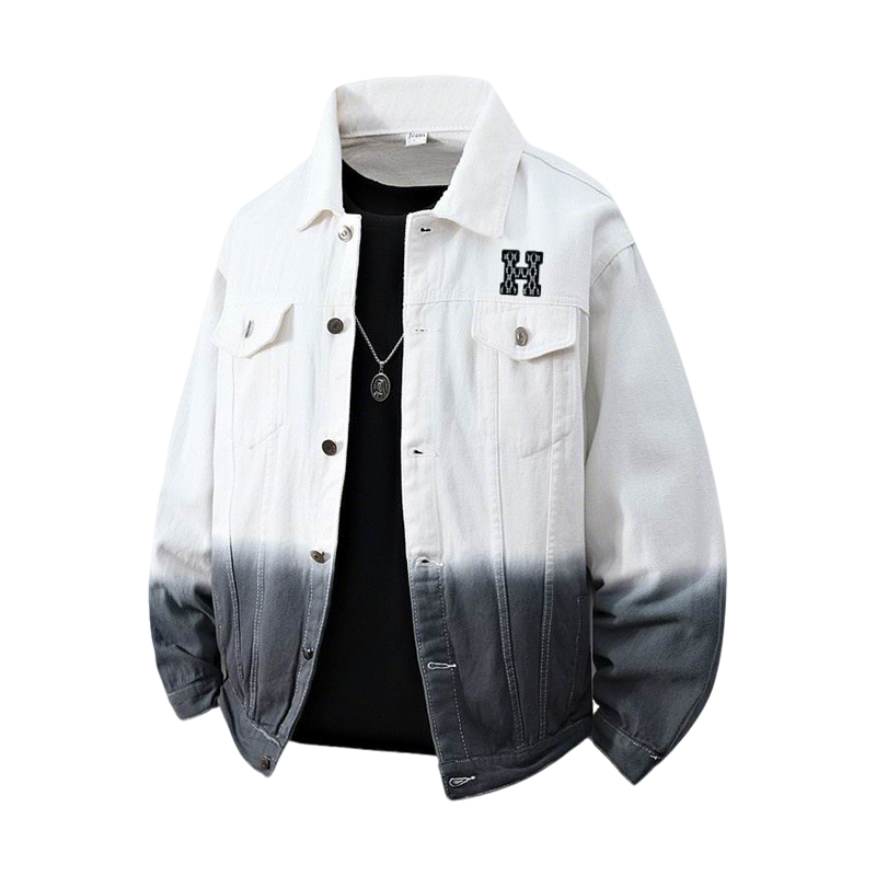 Hermès Ombre Denim Jacket With Contrast Inner And Logo