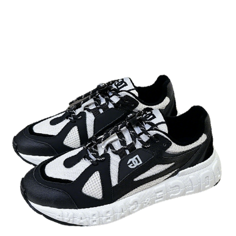 Dolce & Gabbana Unisex Black And White Mesh Sneakers With Branding