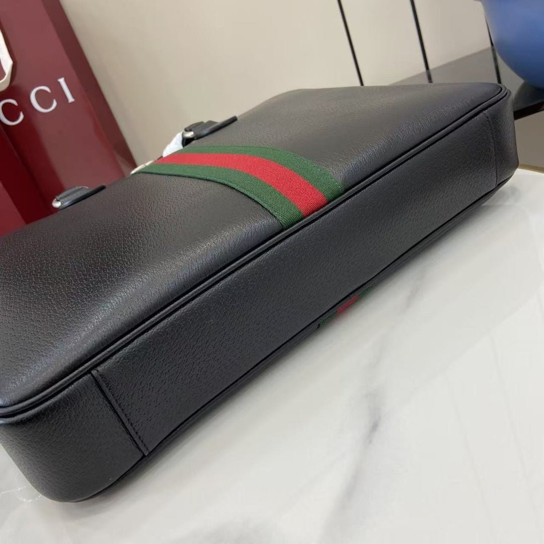 Sophisticated Gucci Briefcase With Signature Web Stripe And GG Logo For Professional Elegance 834461