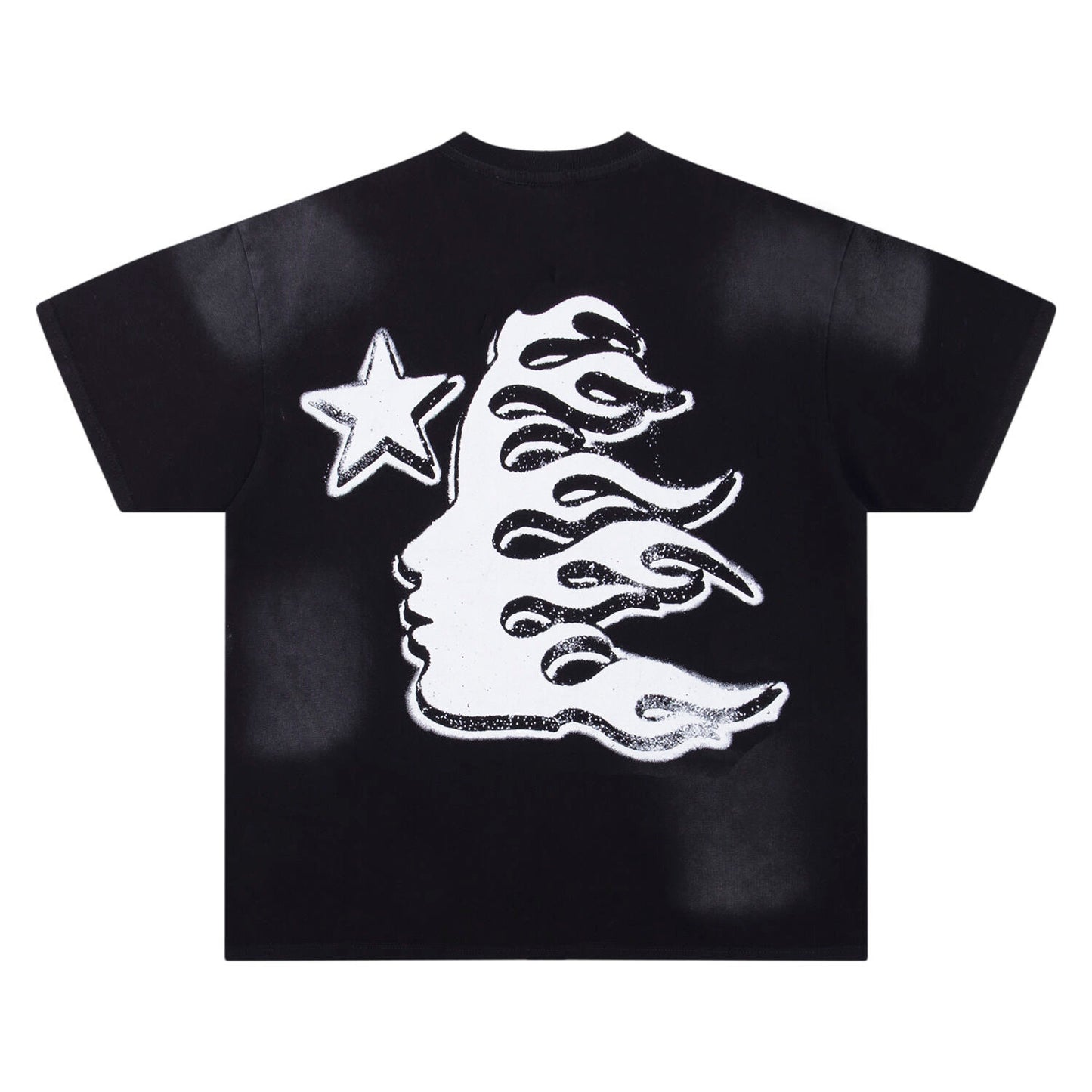 Hellstar Black T - Shirt With Eye Graphic Star And 1995 Print For Streetwear Fans