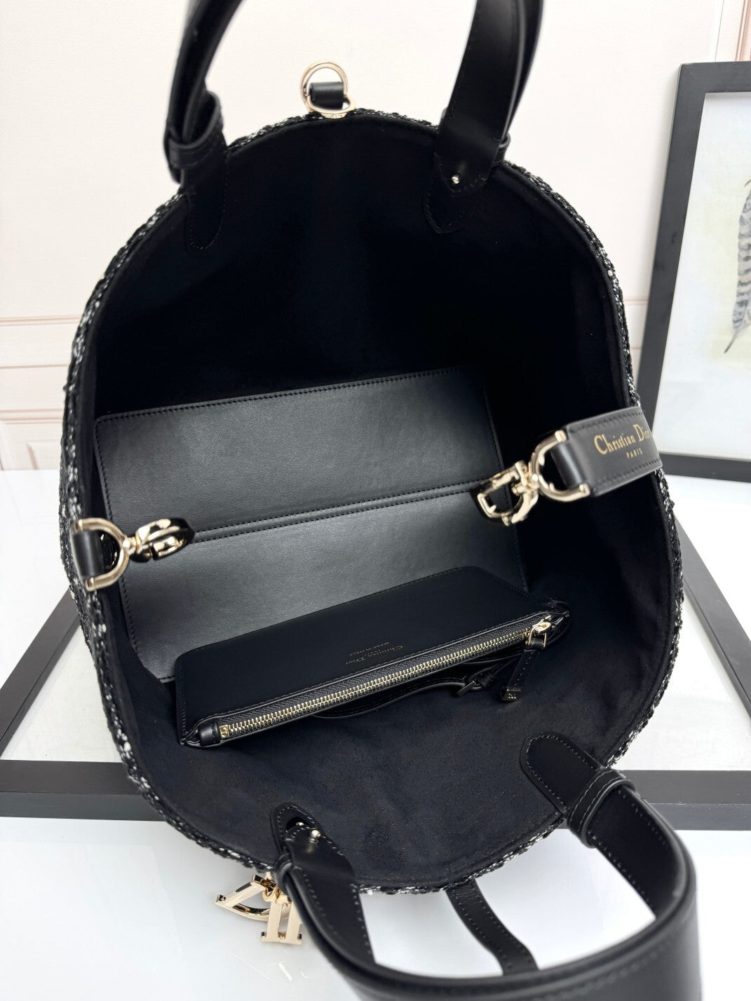 Chic Dior Toujours Tote Bag With Signature Pattern And Metallic Logo Charm For Fashion Lovers D2822