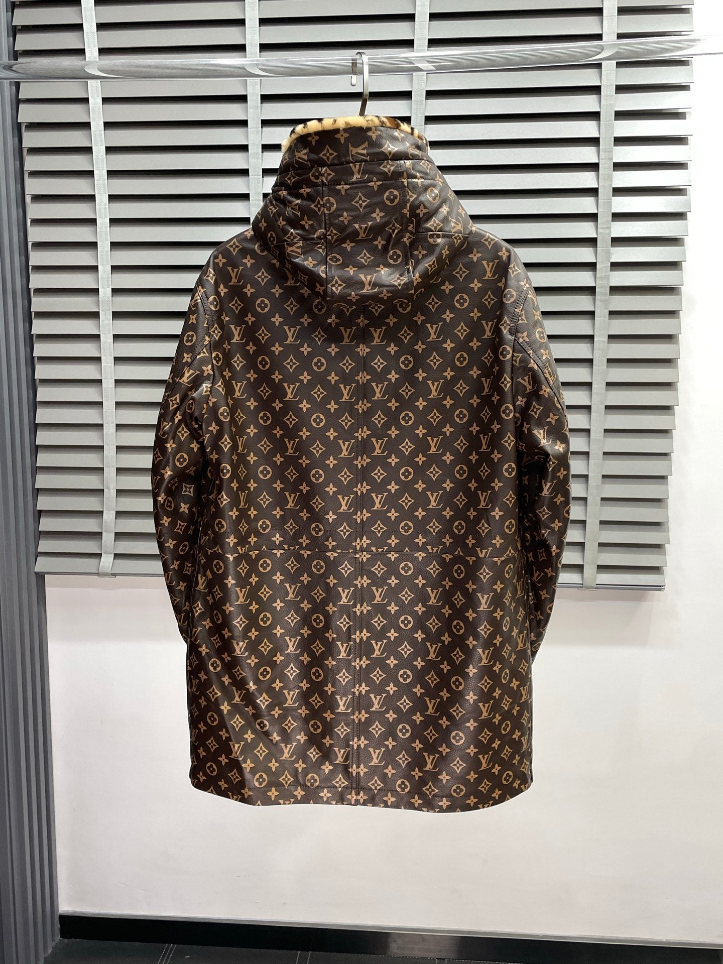 Louis Vuitton Monogram Print Hooded Parka with Faux Fur Lining