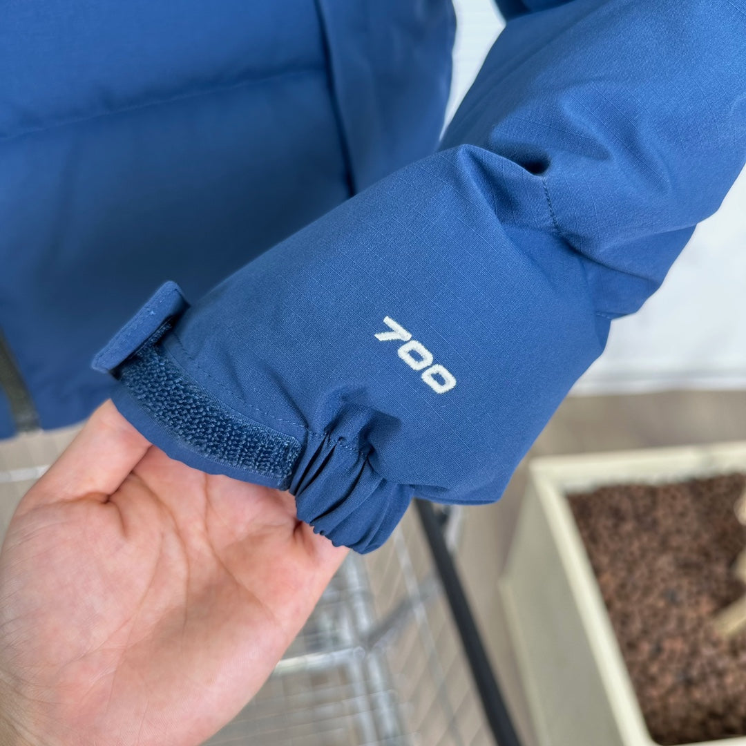 The North Face Nuptse Puffer Jacket In Blue And Olive Color Block Design