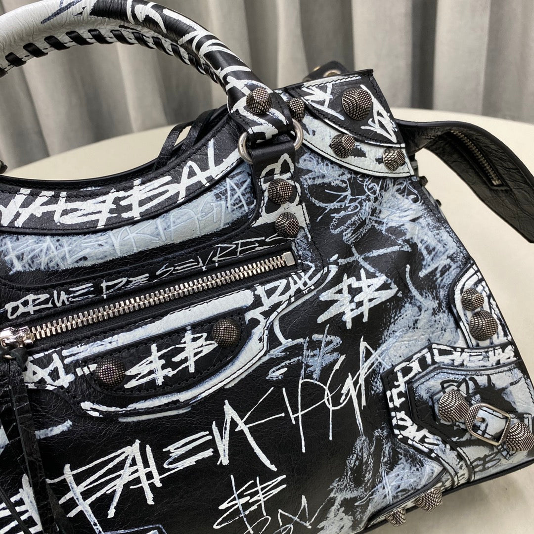 Balenciaga Graffiti - Printed Leather Handbag for Urban Fashion Enthusiasts Style No.385