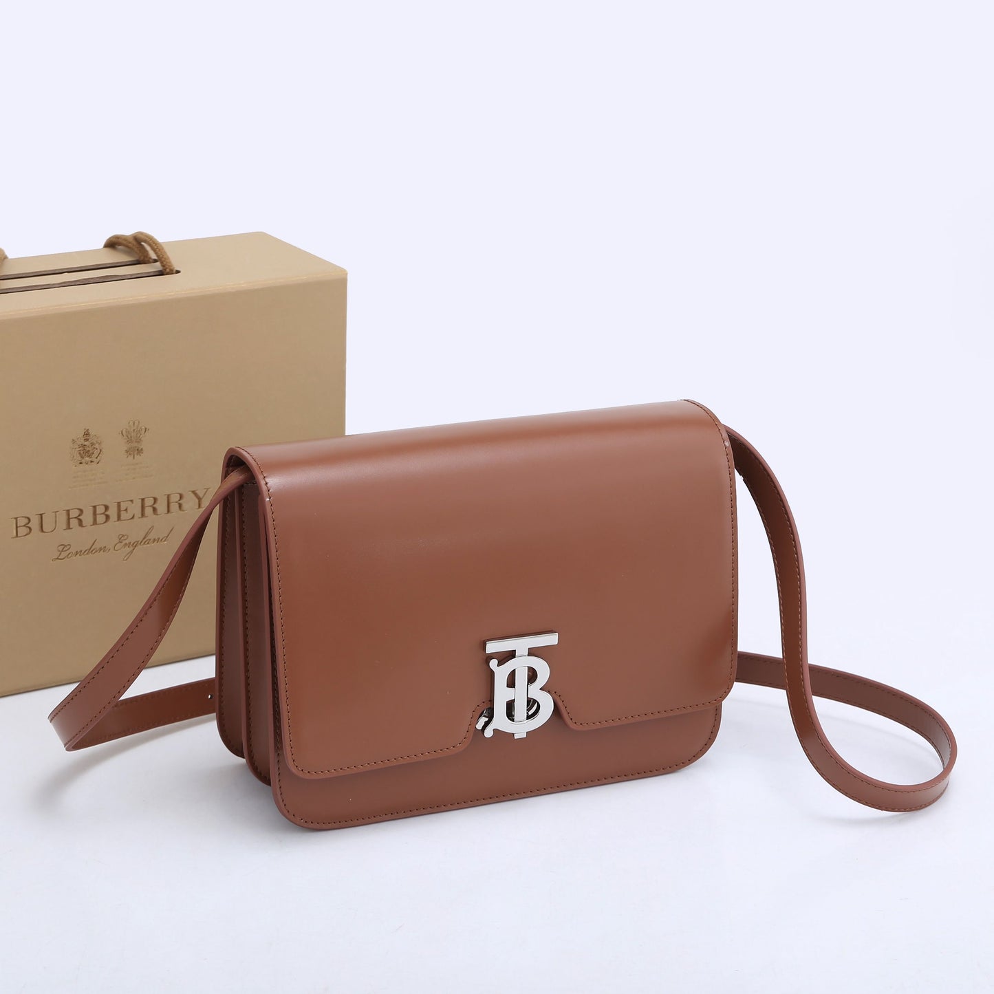 Stylish Black/Brown/Red Burberry Crossbody Bag With Iconic TB Logo And Adjustable Strap Style No.89063