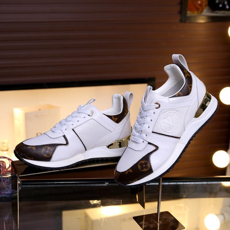 Louis Vuitton Women's White Fashion Sneakers With Signature Patterns And Gold Accents