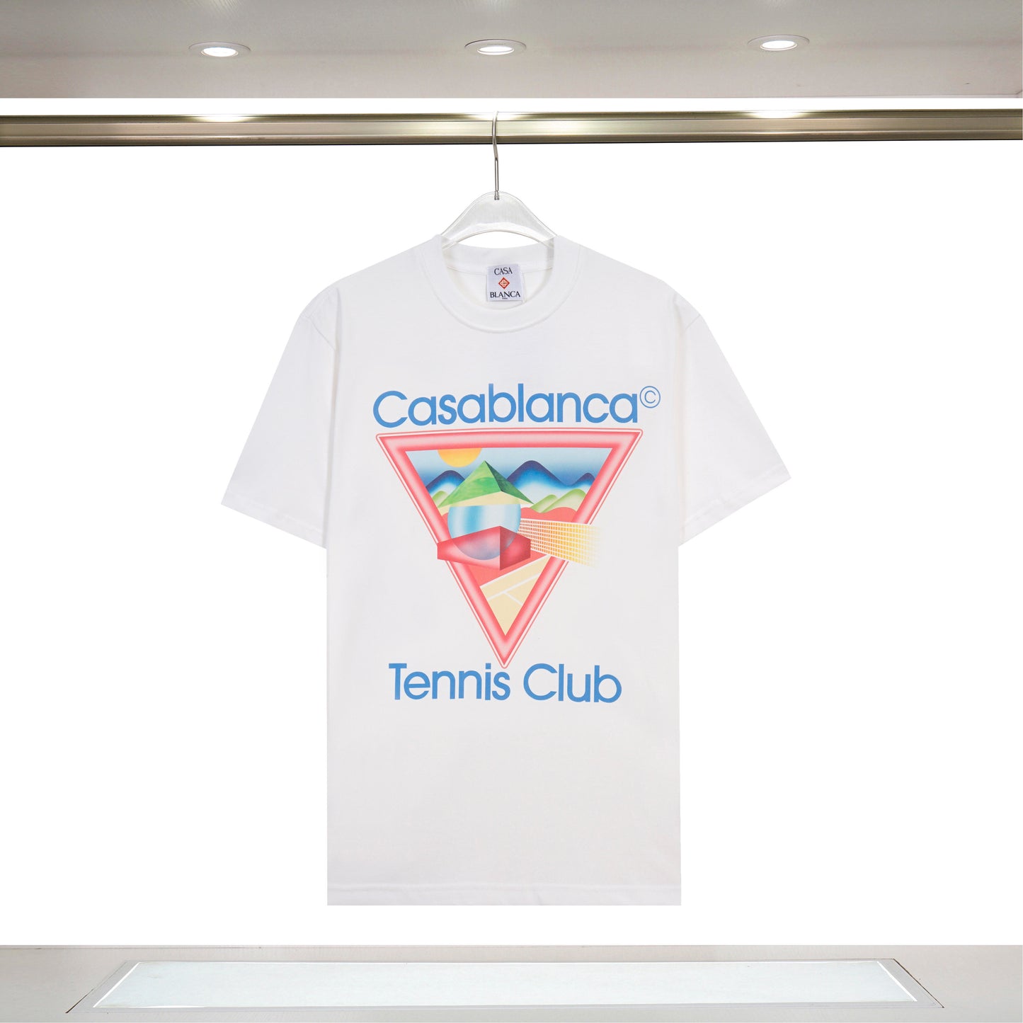 Casablanca Black/White/Pink Tennis Club T - Shirt With Colorful Triangle Graphic Design