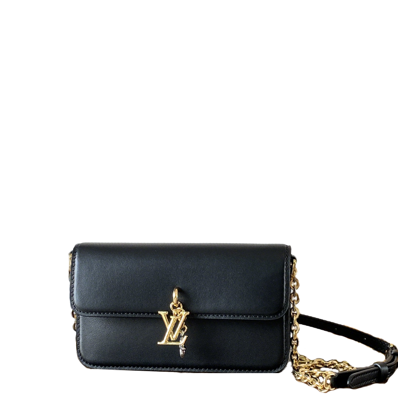 Stylish Louis Vuitton Leather Chain Bag With Gold LV Charm for Fashion Enthusiasts 4 colors available