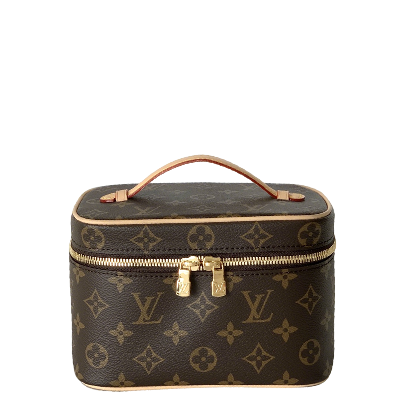 Elegant Louis Vuitton Monogram Vanity Case with Top Handle and Gold Zippers