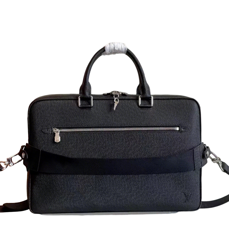 Louis Vuitton Black Taiga Leather Briefcase with Functional Zippers for Business Professionals M33441