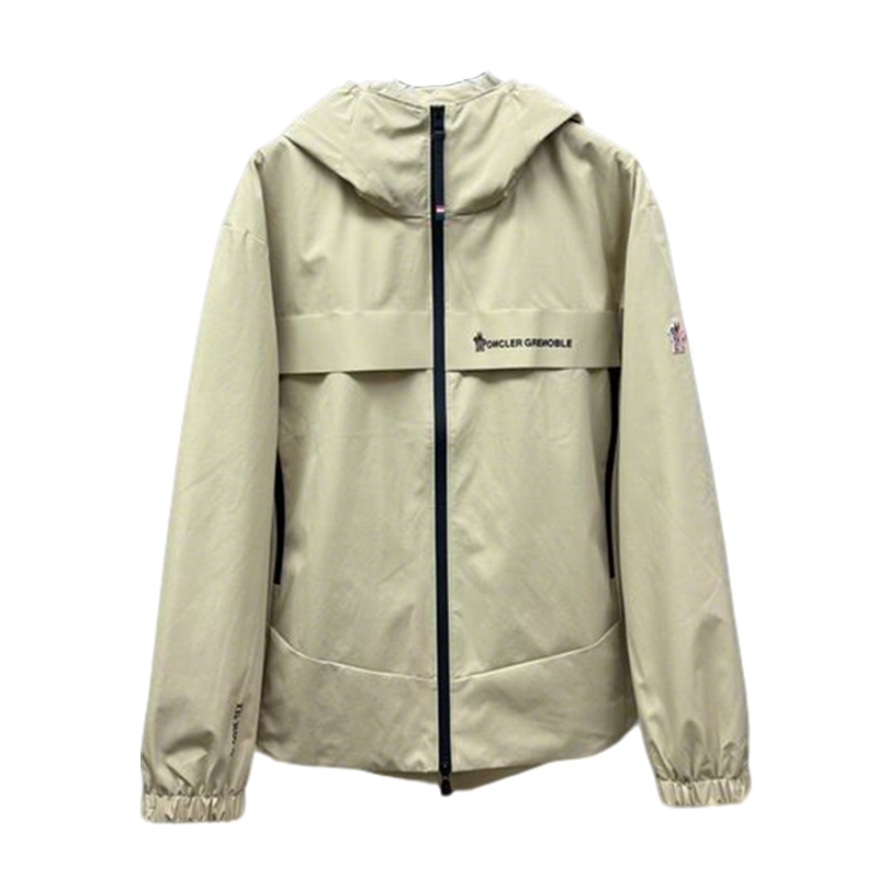 Moncler Grenoble Beige Hooded Windbreaker Jacket for Men