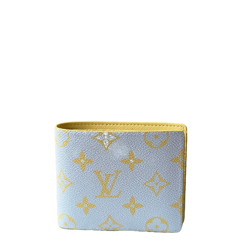 Elegant Louis Vuitton Light Blue Wallet With Gold Monogram And Sparkling Accents M14694
