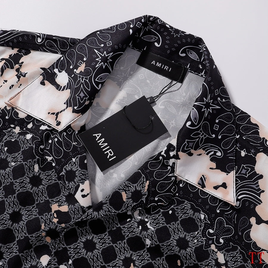 Men's AMIRI Black Patterned Short - Sleeve Shirt And Shorts Set