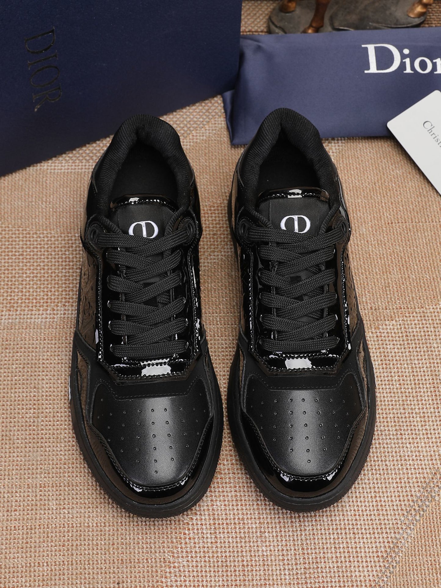 Dior Mens Sneakers Luxury Leather Casual Shoes With Oblique Pattern