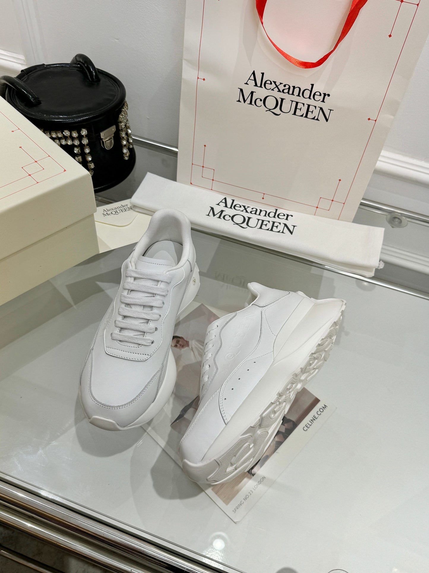 Alexander McQueen Unisex Oversized Sneakers With Metallic Heel Accents