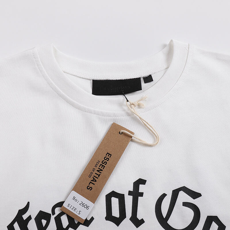 Fear Of God Essentials Black/White Tee With Classic Logo For Trendy Streetwear Looks