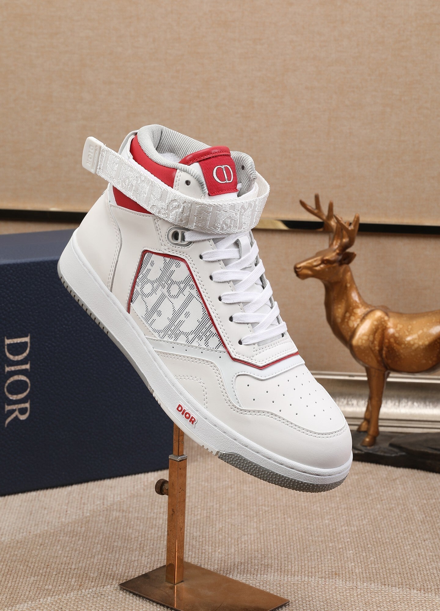 Dior Men's High Top Sneakers with Oblique Pattern and Adjustable Strap