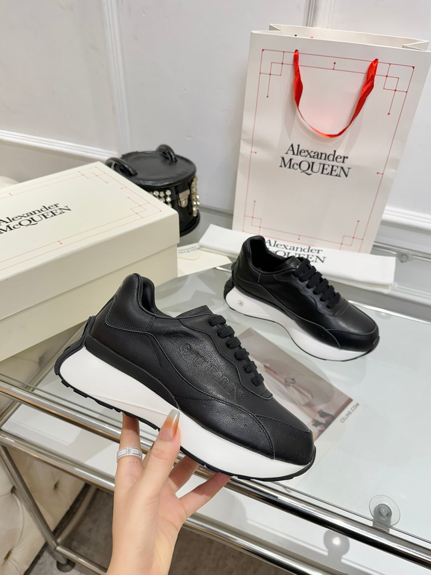 Alexander McQueen Unisex Oversized Sneakers With Metallic Heel Accents