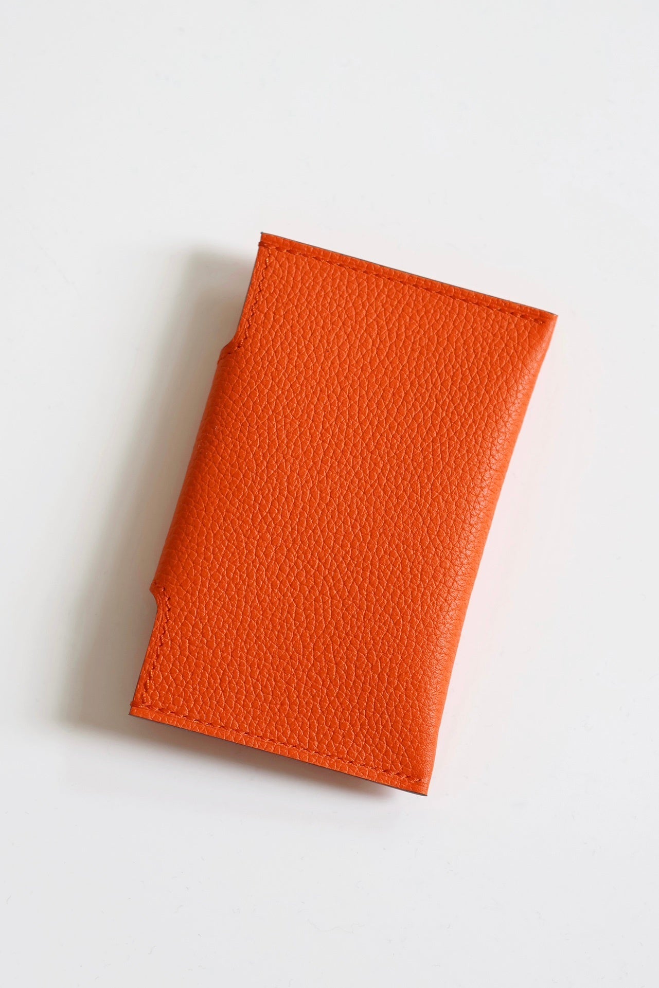 Gorgeous Orange Hermes Leather Card Holder with Button Closure IDE-022