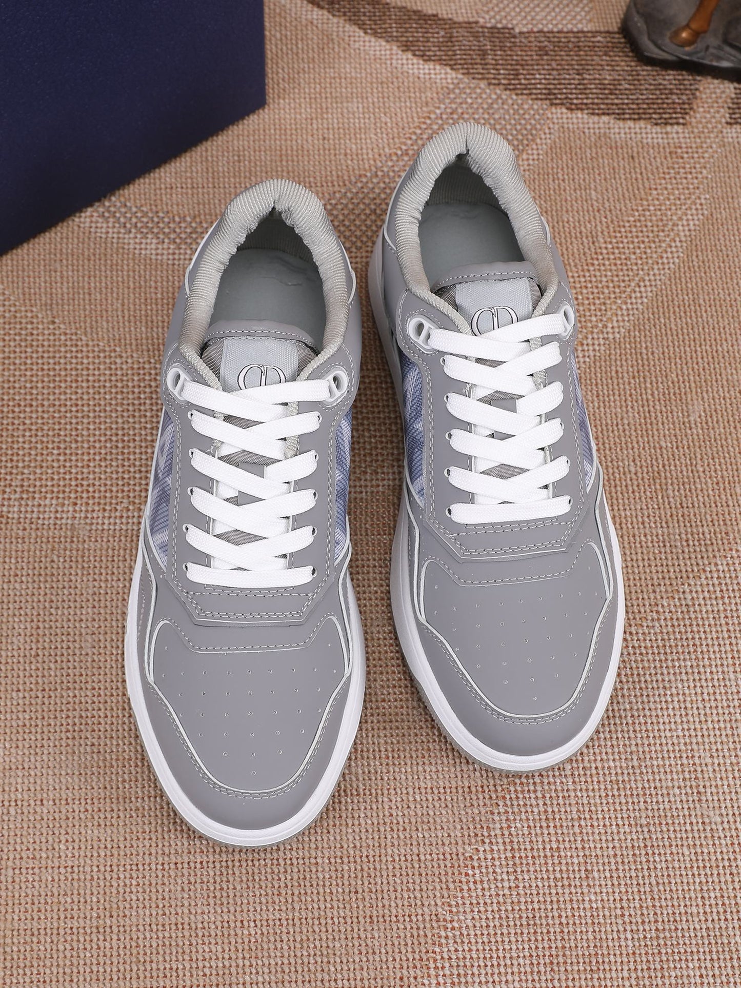 Dior Mens Sneakers Luxury Leather Casual Shoes With Oblique Pattern