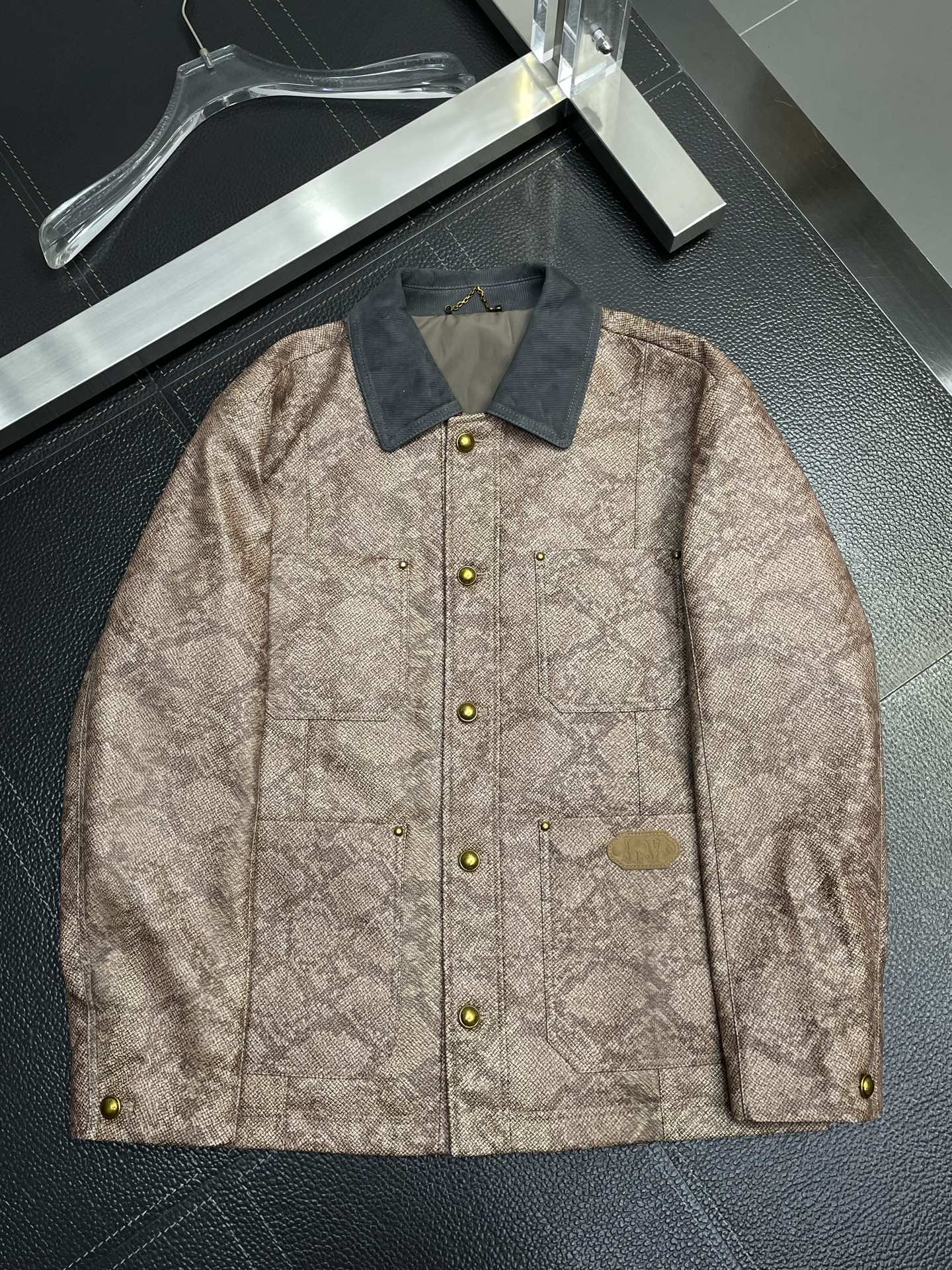 Louis Vuitton Snakeskin Pattern Jacket with Contrast Collar