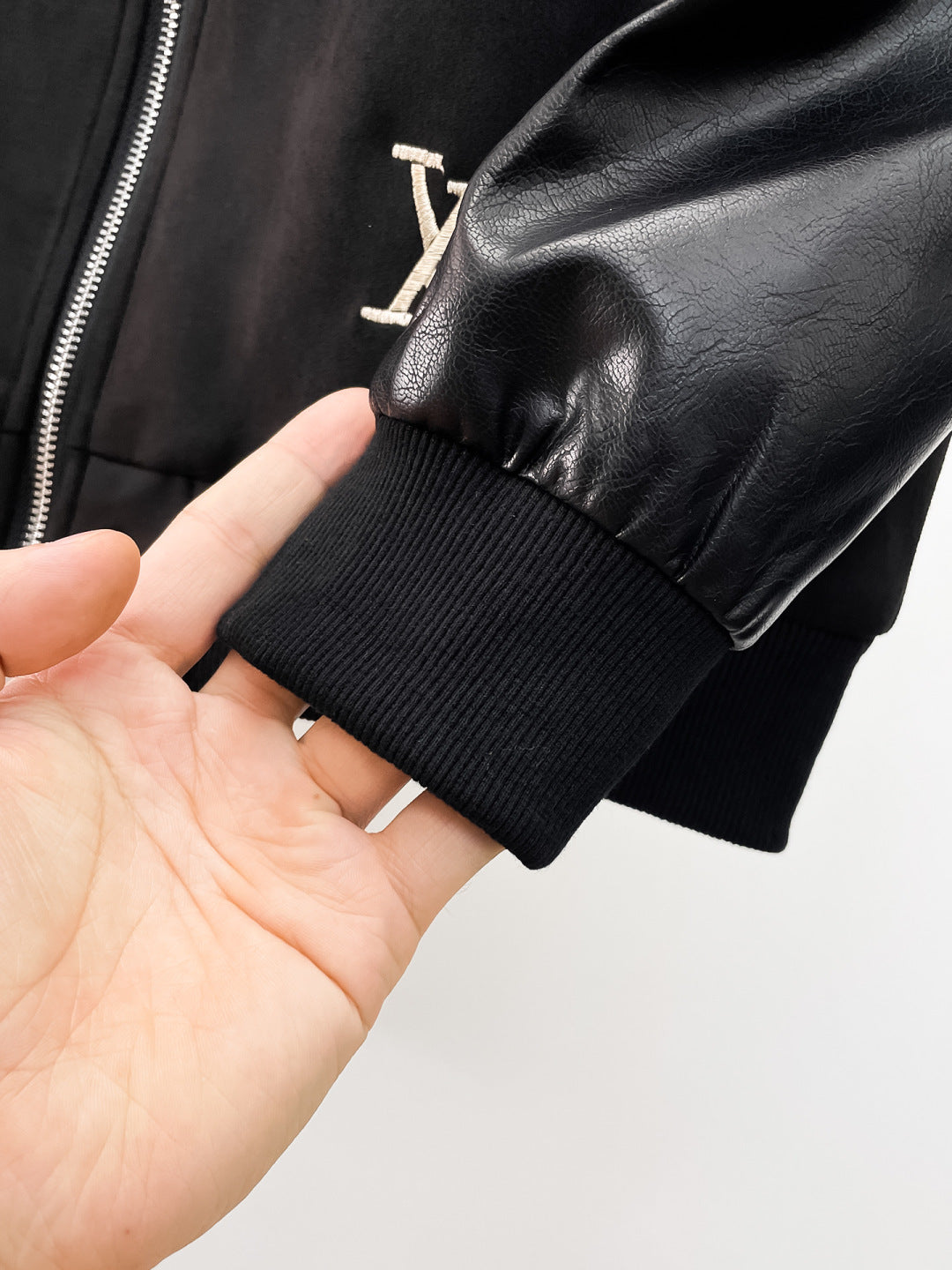 Louis Vuitton Men's Embossed Monogram Hooded Zip-Up Jacket with Contrast Sleeves