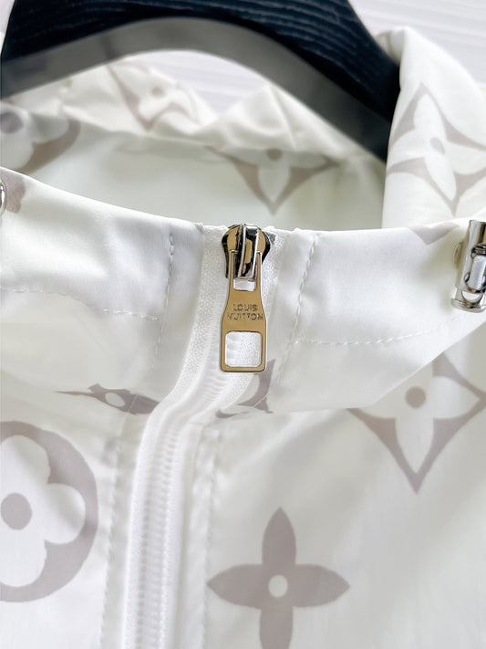Louis Vuitton Monogram Print Hooded Windbreaker with Zip-Front
