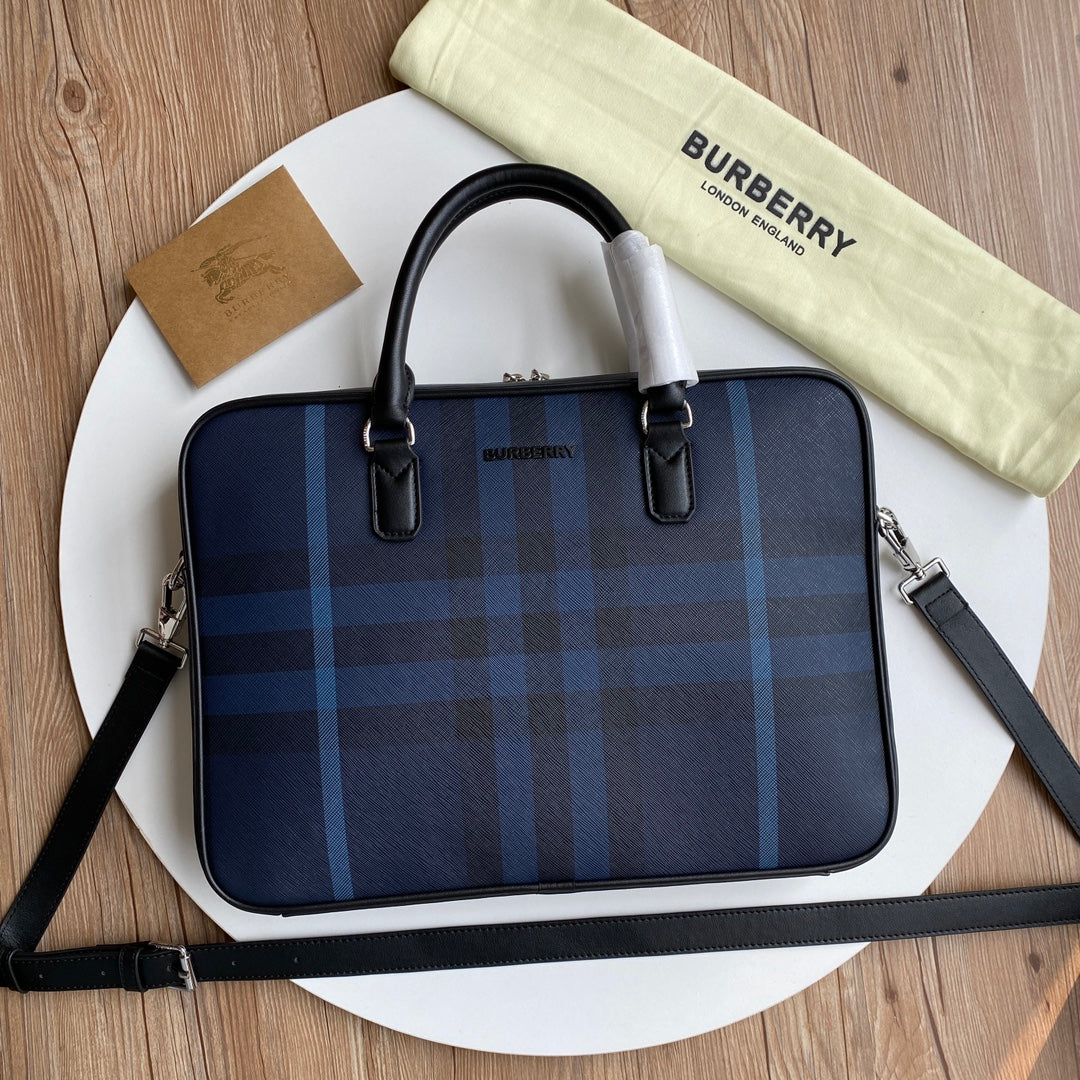 Stylish Burberry Briefcase With Iconic Check Pattern For Sophisticated Business Look Style No.80546751