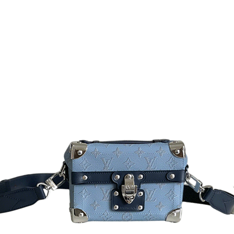 Chic Louis Vuitton Blue Monogram Trunk Bag With Navy Accents And Silver Hardware