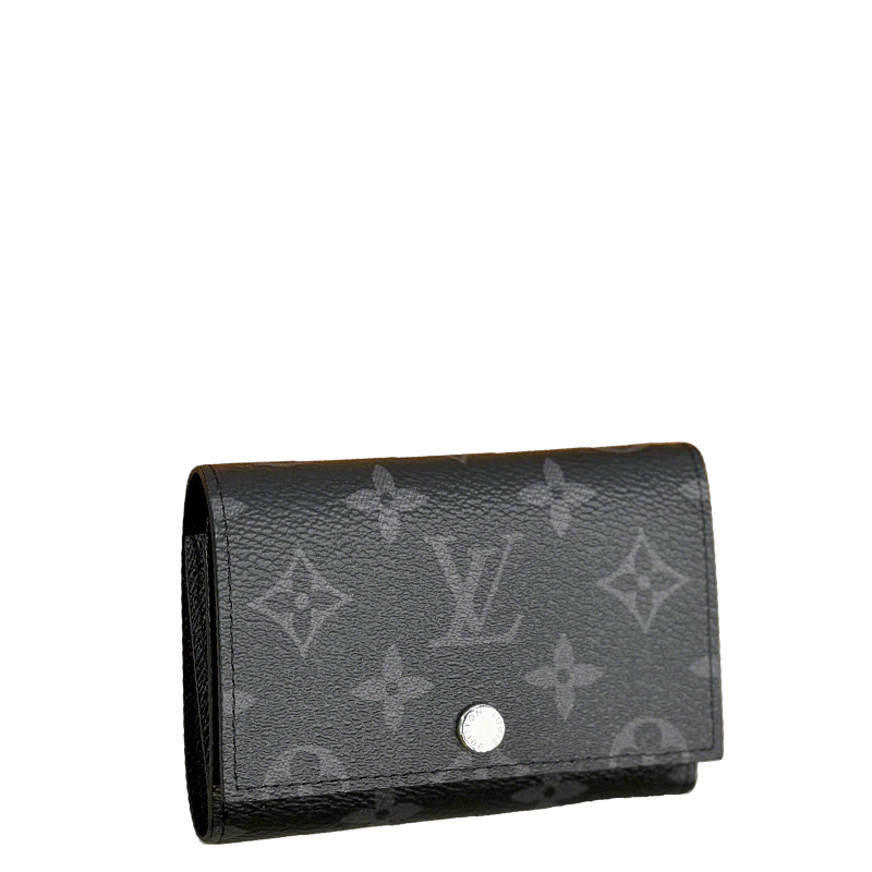 Stylish Louis Vuitton Black Monogram Wallet With Silver Button For Sophisticated Accessory M12598