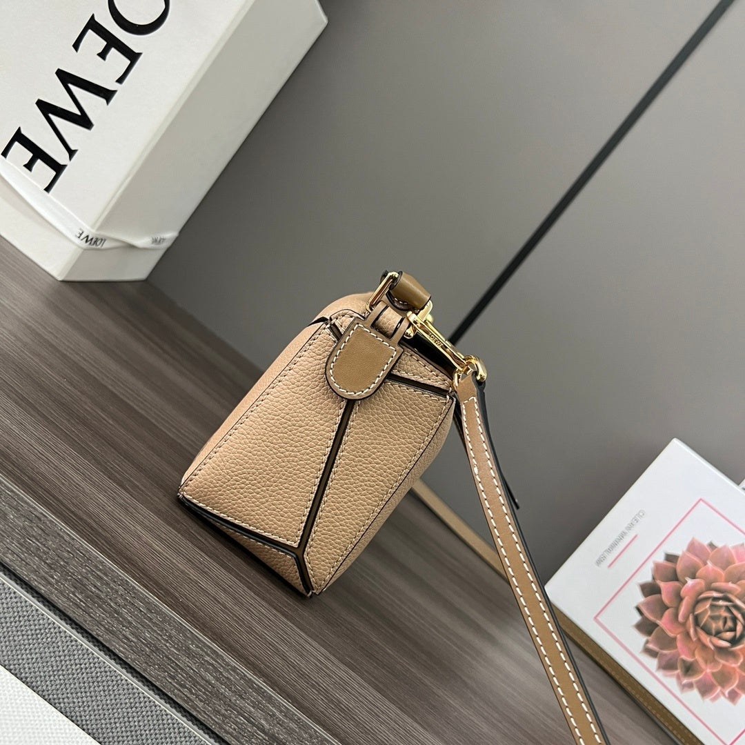 Loewe Beige Puzzle Bag With Geometric Panels And Dual Straps 061838