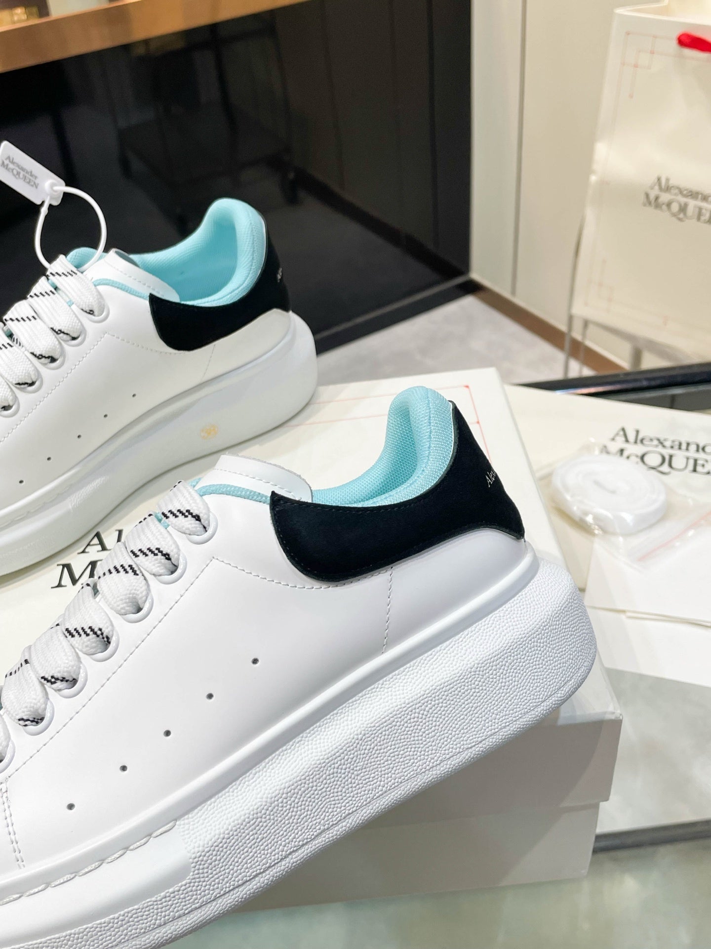 Alexander McQueen Unisex Oversized Sneakers With Blue And Black Accents