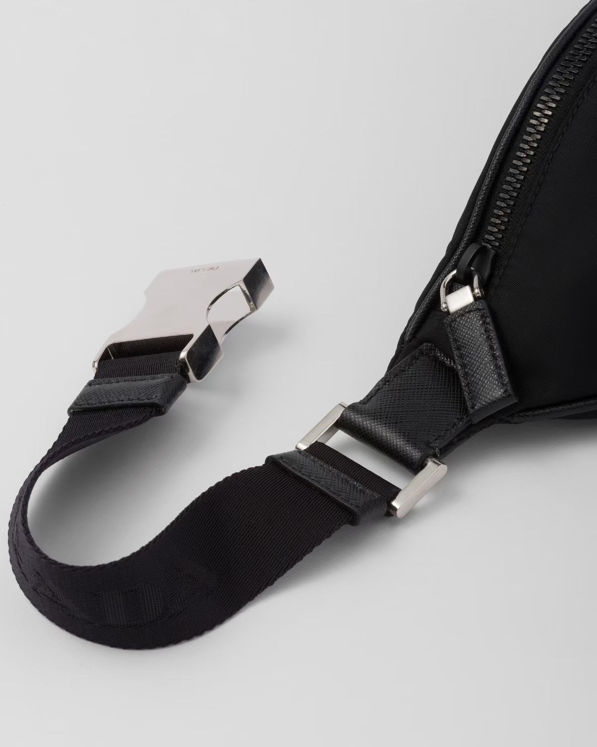 Prada Black Nylon Belt Bag With Signature Triangle Logo 2VL033