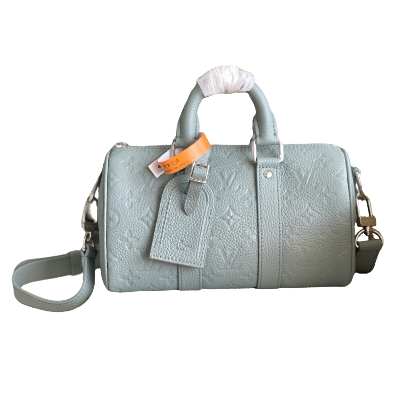 Gorgeous Light Blue Louis Vuitton Speedy Bandoulière Embossed Leather Handbag