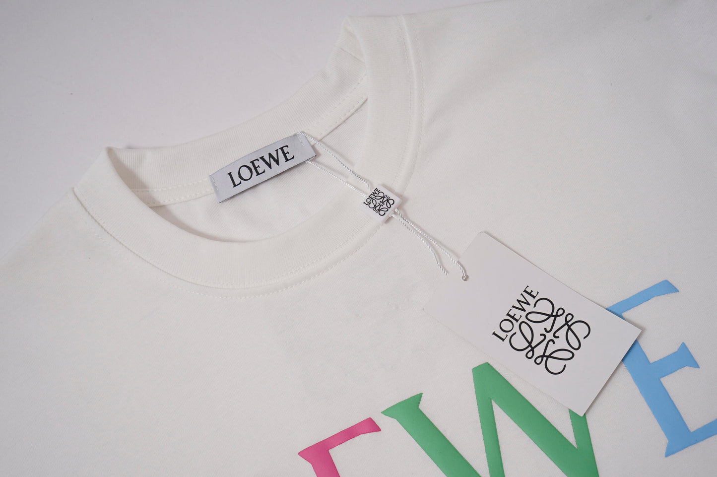 LOEWE Black/White Tee With Colorful 3D Lettering For Trendy High - Fashion Outfits