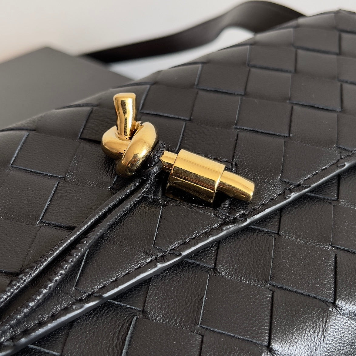 Bottega Veneta Woven Leather Crossbody Bag With Gold Lock Fashion Statement Piece Style No.755545