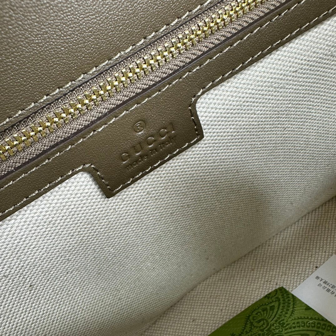 Gucci Olive Green/Brown Suede Shoulder Bag With Gold Tone Interlocking G Logo And Leather Trims