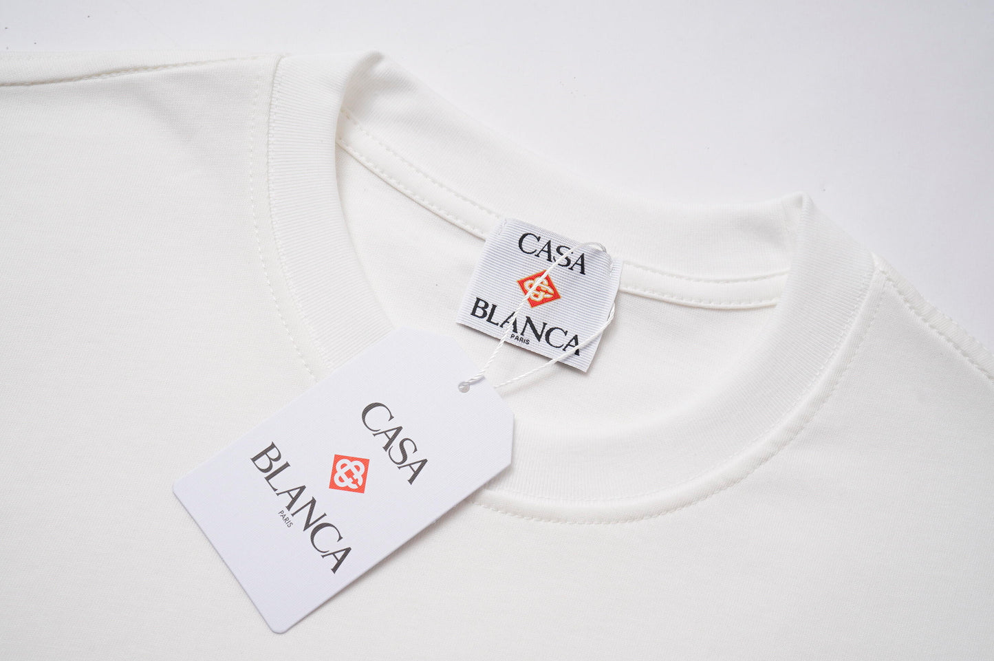 Casablanca White/Black/Green T - Shirt With Colorful Mountain Sun And Brand Logo Graphic