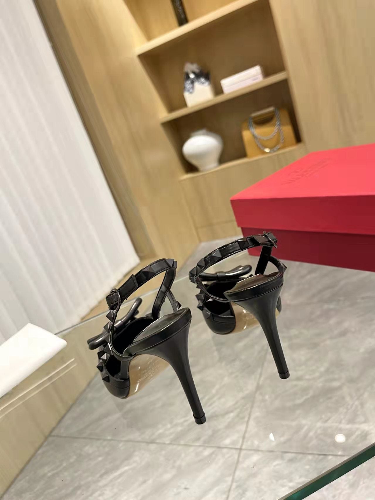 Valentino Women's Rockstud Bow Slingback Pumps Luxury Pointed Toe High Heels