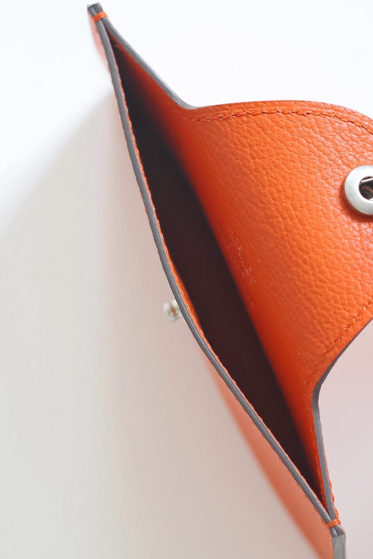 Gorgeous Orange Hermes Leather Card Holder with Button Closure IDE-022