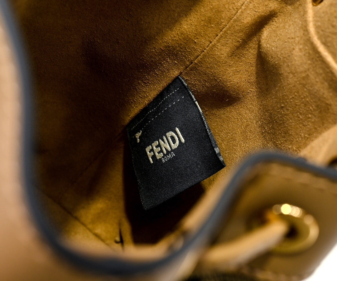 Chic Fendi Mon Tresor Bucket Bag With Signature FF Pattern And Leather Accents 1012