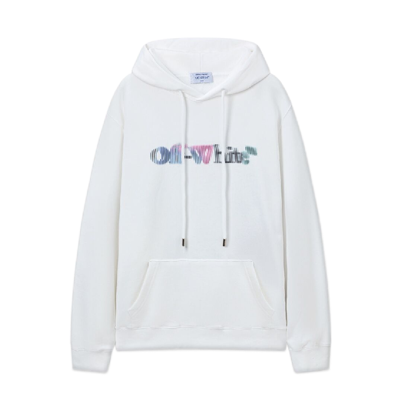 Off White Hoodie With Artistic Angel And Human Interaction Graphic Design