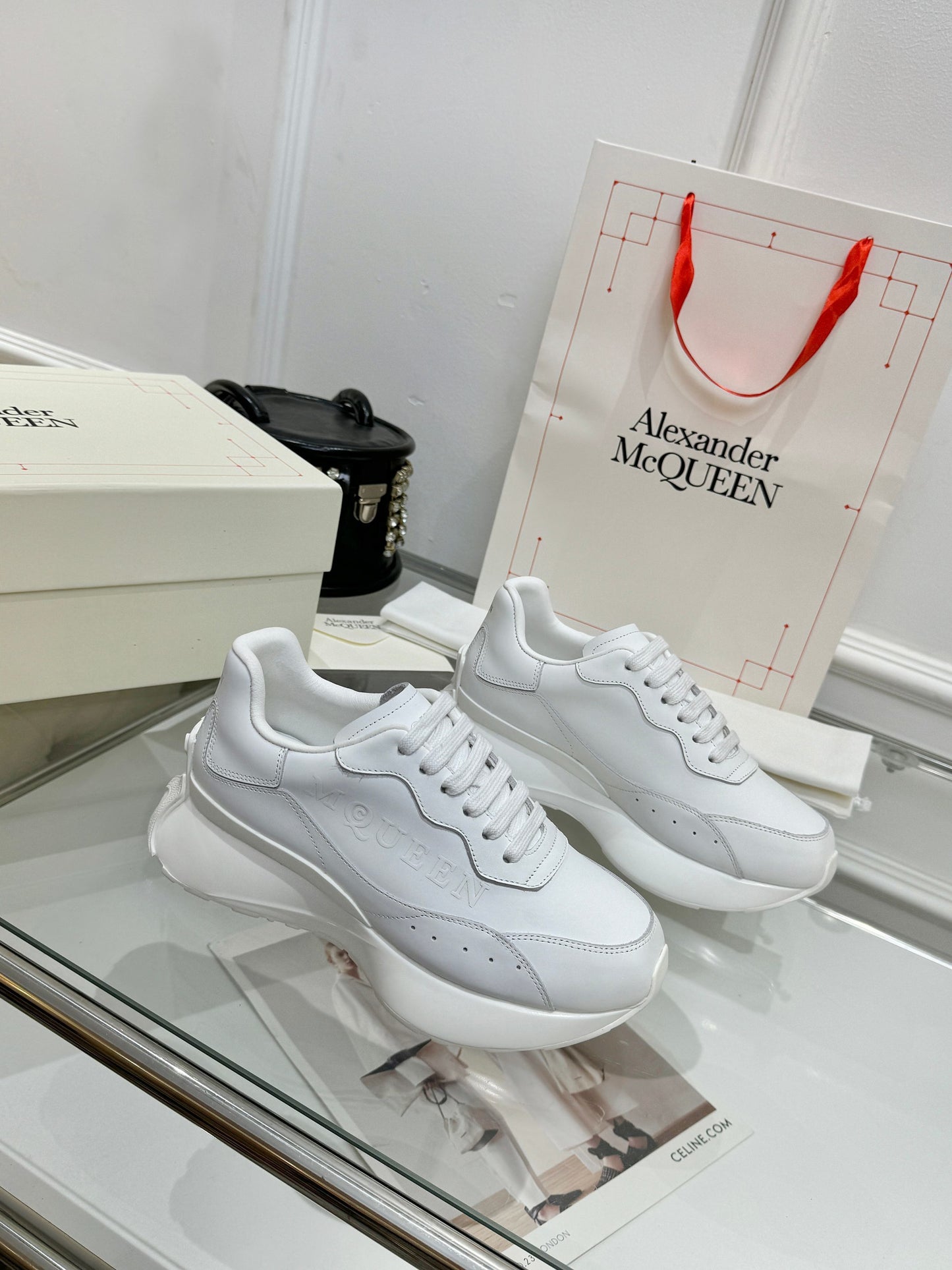 Alexander McQueen Unisex Oversized Sneakers With Metallic Heel Accents