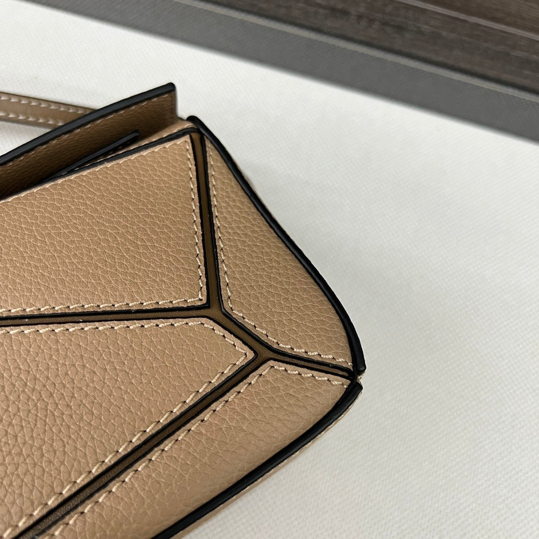Loewe Beige Puzzle Bag With Geometric Panels And Dual Straps 061838