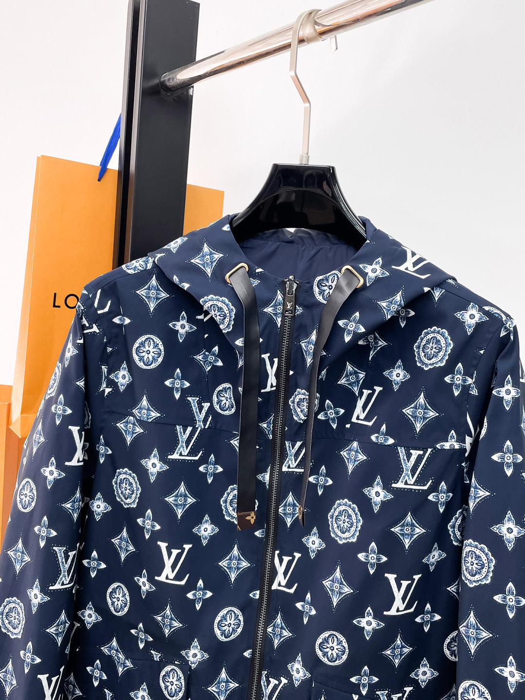 Louis Vuitton Men's Embossed Monogram Hooded Zip-Up Jacket