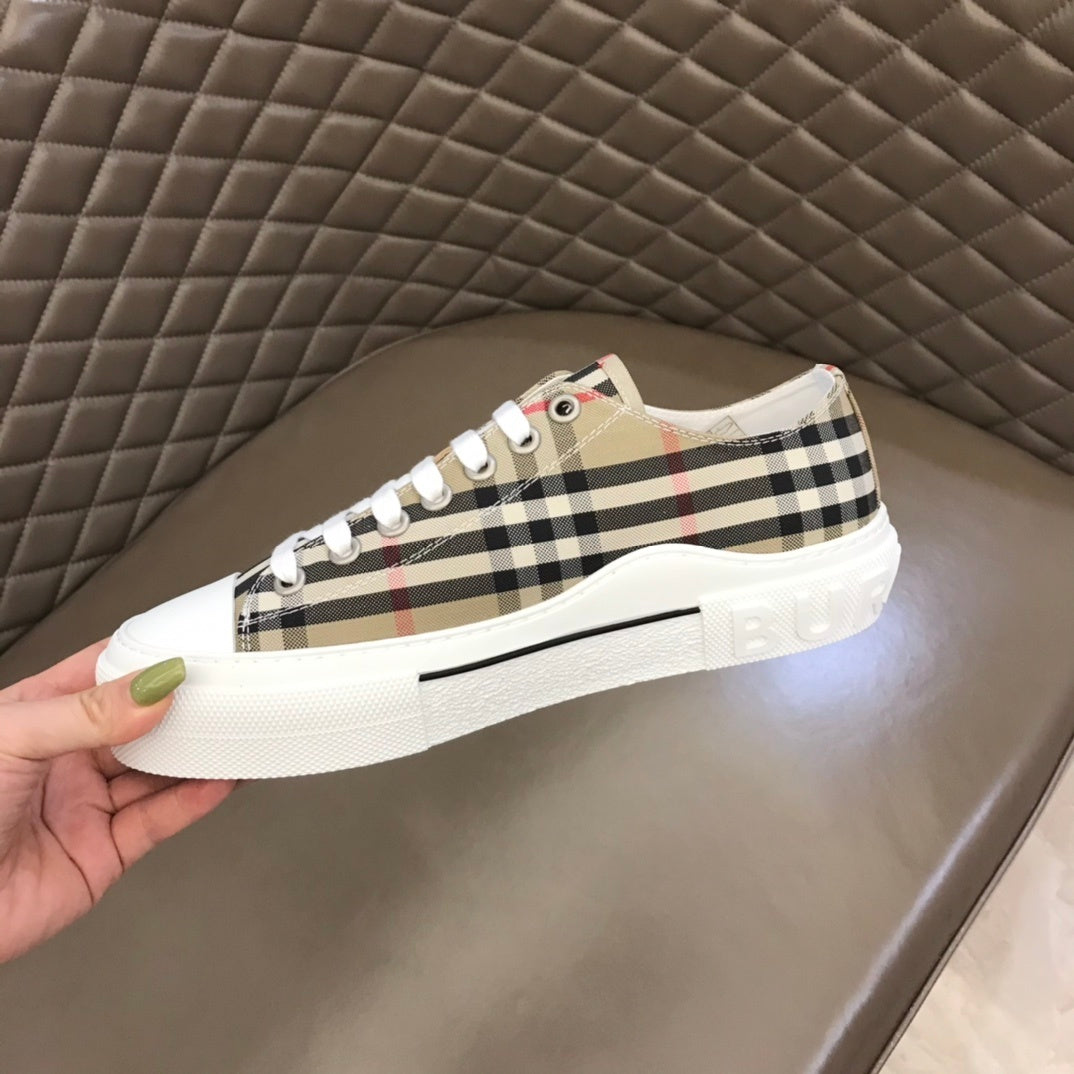 Burberry Unisex Plaid Canvas Sneakers Stylish Comfortable Footwear For Men And Women