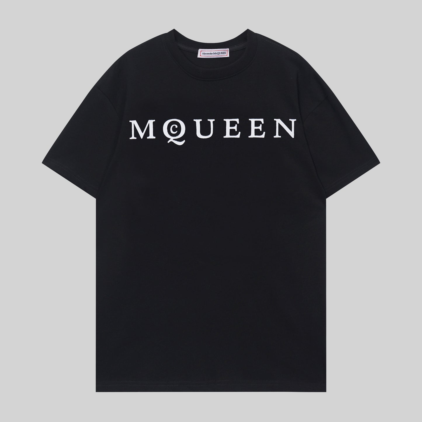 Alexander McQueen White T - Shirt With Classic Black MQUEEN Logo Print