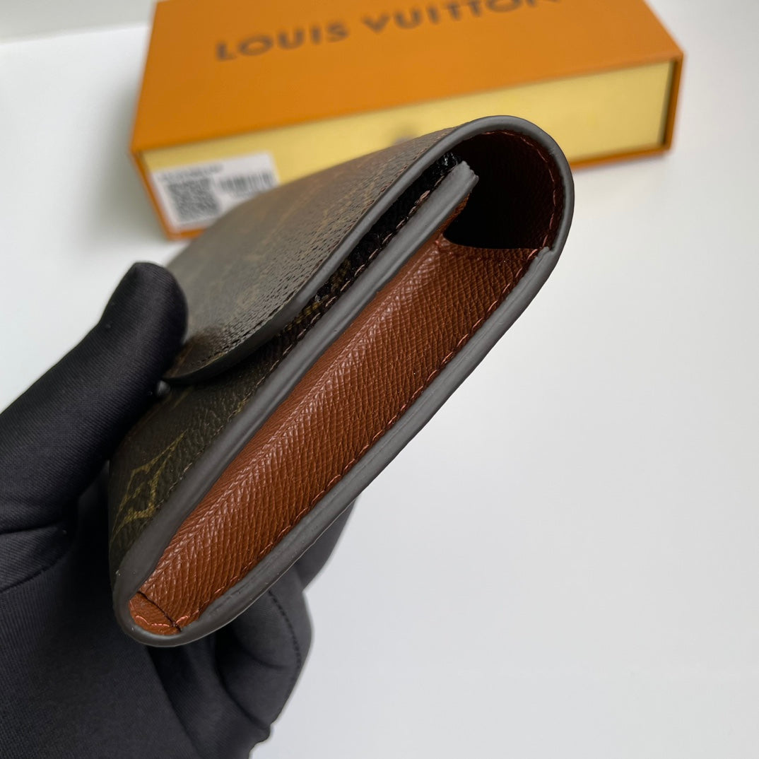 Classic Louis Vuitton Monogram Canvas Long Wallet With Gold Button For Timeless Elegance M60696