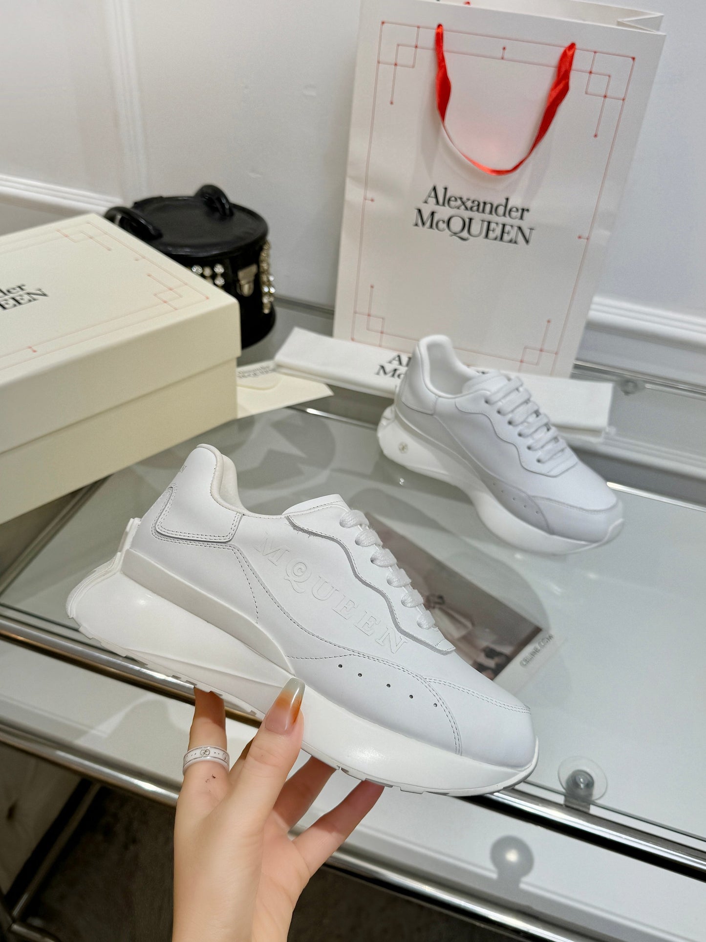 Alexander McQueen Unisex Oversized Sneakers With Metallic Heel Accents
